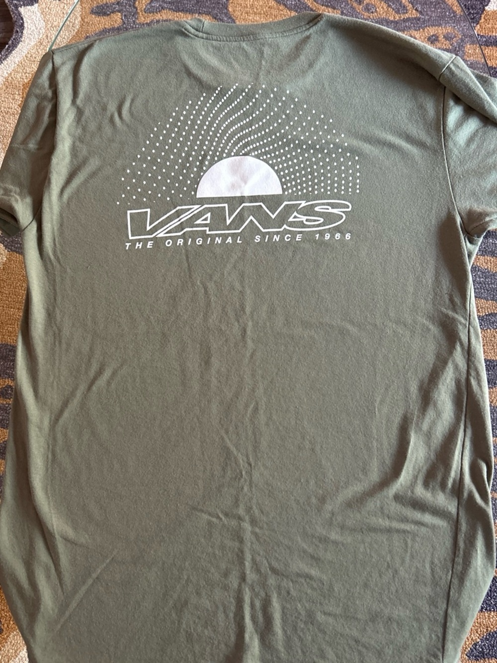 Vans Olive Green Short-Sleeve Logo Tee with White Graphic
